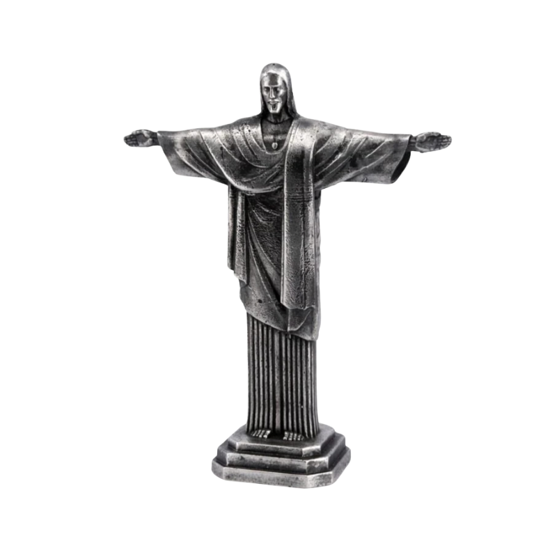 Christ The Redeemer Statue Hand Poured Silver Bar 2 Oz