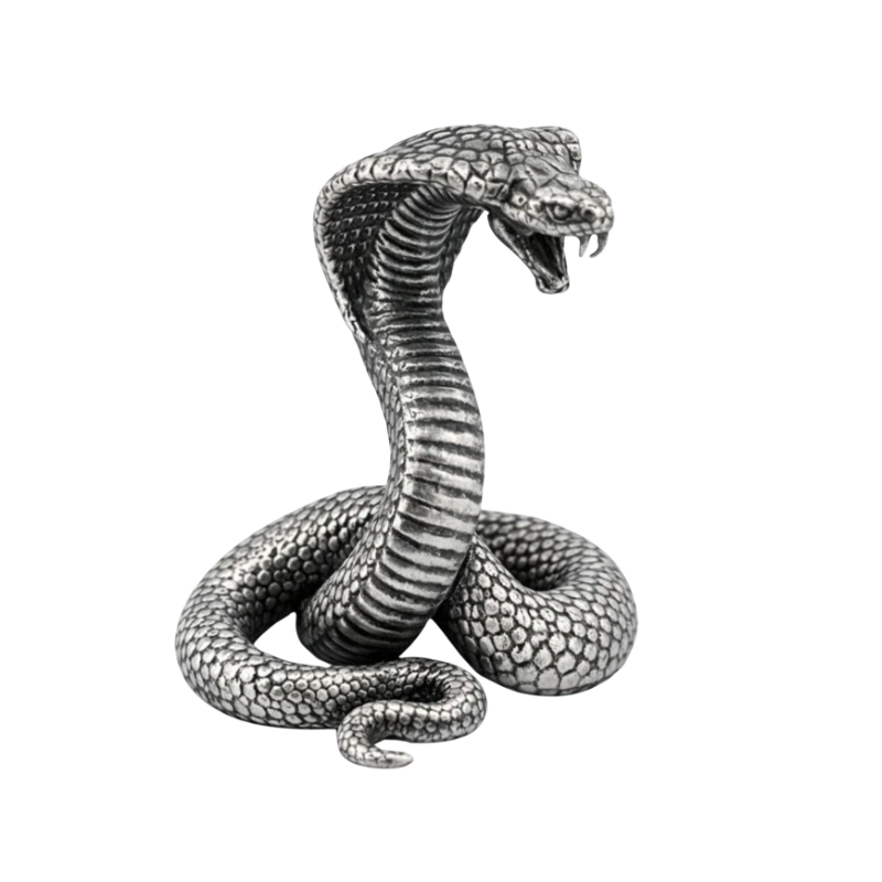 Cobra Snake Statue Hand Poured Silver Bar 2 Oz
