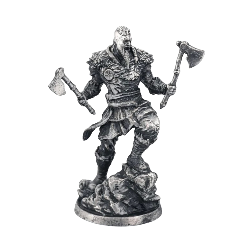 Double Axe Viking Statue Hand Poured Silver Bar 3 Oz