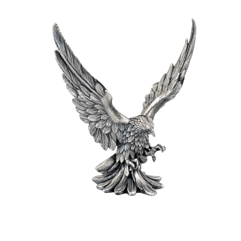 Eagle Attack Statue Hand Poured Silver Bar 2 Oz
