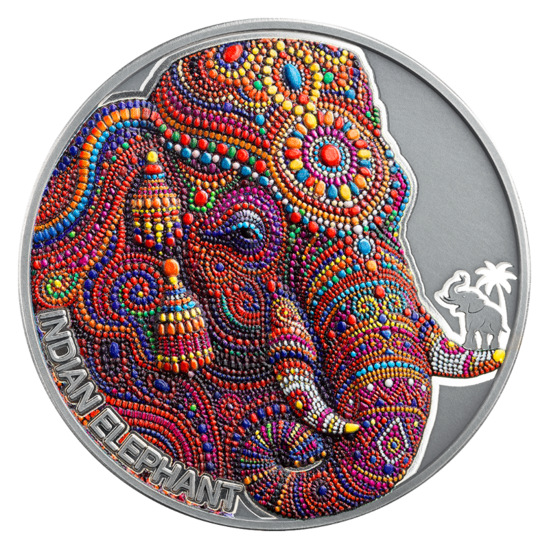 Patterns Of The World - Indian Elephant Silver Color Coin Antiqued 2 Oz 2026
