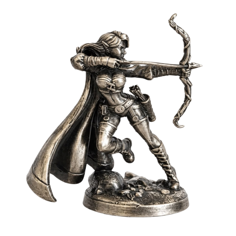 Archerywoman Statue Hand Poured Silver Bar 3 Oz