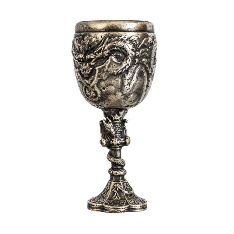 Dragon Bowl Drinking Wine Statue Hand Poured Silver Bar 2 Oz