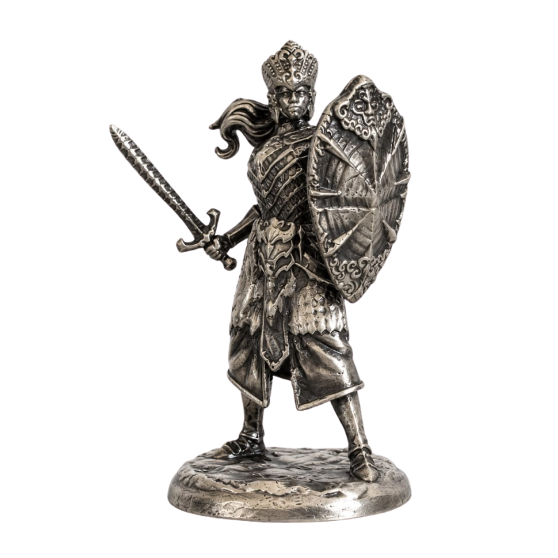 Mira, Mirror-Shield - Humana Paladina Statue Hand Poured Silver Bar 3 Oz